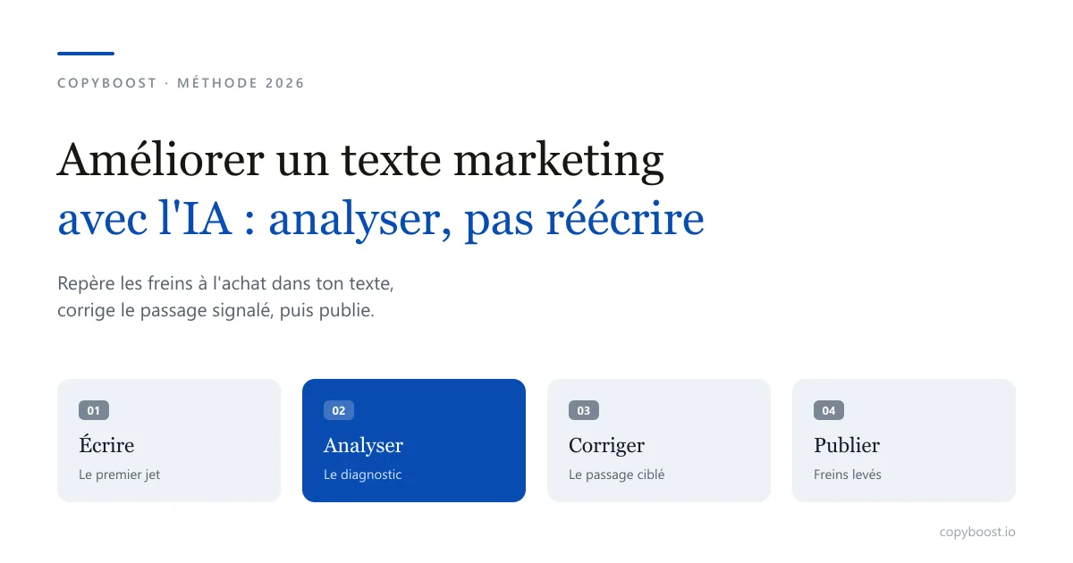 Utiliser l'IA pour améliorer un texte marketing : analyse d'abord, réécris ensuite